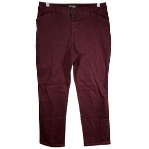 Lee Womens Relaxed Fit Straight Leg Mid Rise Burgundy Pants 12 Short